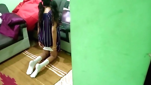 Indian stepsister getting ready for sex in the bedroom