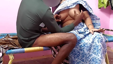 Indian brunette gets horny and fucks a man on her bed