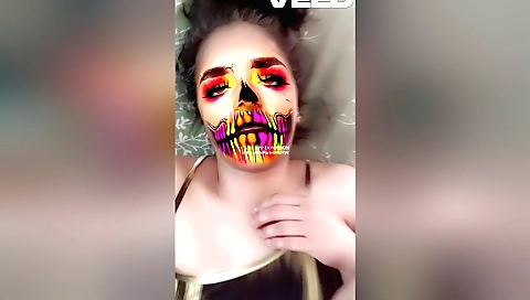 Indian brunette in cosplay fucks in the filter mask