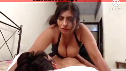 Indian big tits brunette fucked by old and young guy