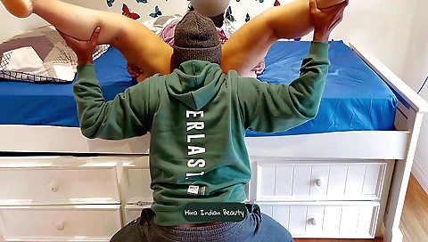 Indian teen with a sexy face eating her husband's cock