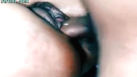 Hot brunette woman is giving a blowjob to her husband friend