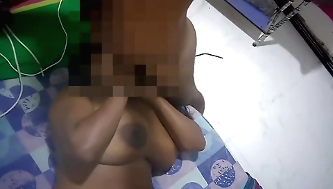 Amature brunette with big boobs ride and riding a bike