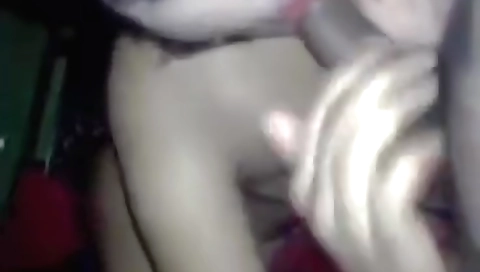 Hot amateur brunette giving a blowjob to her husband