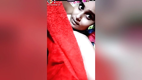 Amateur brunette showing her hairy pussy and hands