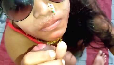 Busty brunette babe with sexy saree gets face-fucked