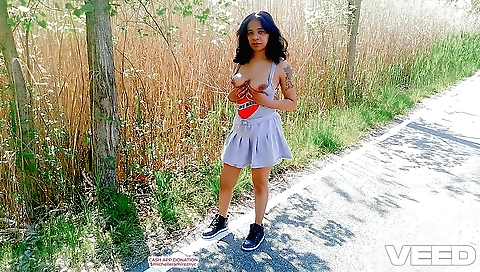 Indian skinnie gets rode in her black biking skirt in park