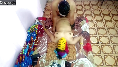 Chubby Indian babe giving a handjob and a hard fuck
