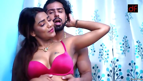 Brunette brunette enjoying a massage in the living room