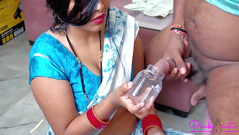 Indian stepsis gets fucked by stepdad with a big dildo