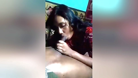 Indian bhabhi girl giving a blowjob and getting her boobs teased