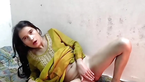 Indian woman with big tits masturbating in her bedroom