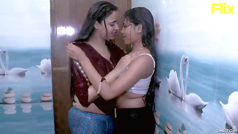 Sexy lesbian girl with small body makes her stepbrother and friend cum