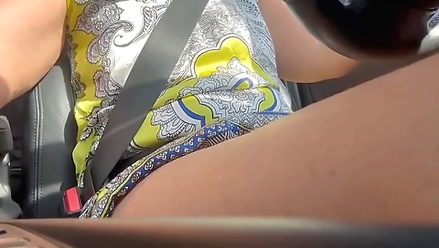 Wife masturbates in car in public and makes sounds