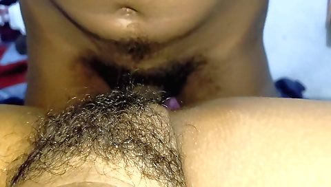 Indian stepmom fucks her hairy pussy with the stepson