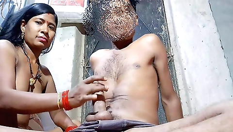 Indian brunette fucks herself with the first hard fuck