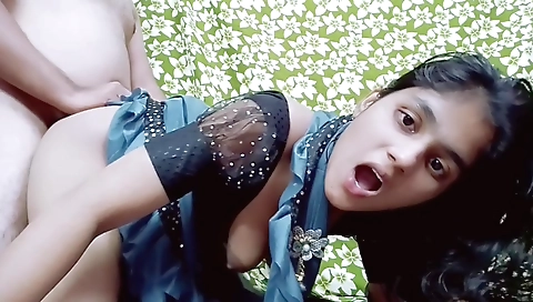 Indian girl with thin legs and short hair caught and caught