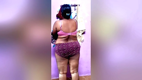 Amateur brunette enjoys watching her husband change clothes