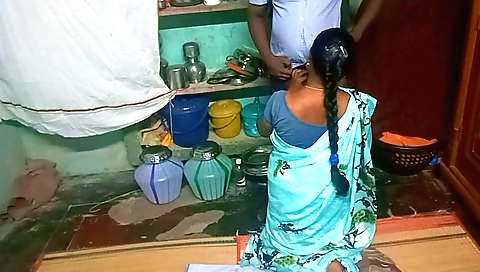 Indian woman gives a blowjob on her boyfriend's hard dick