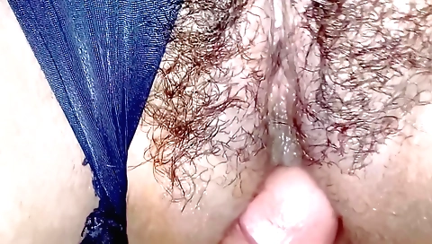 Amateur brunette hairy girl with a hairy pussy and a shaved pussy