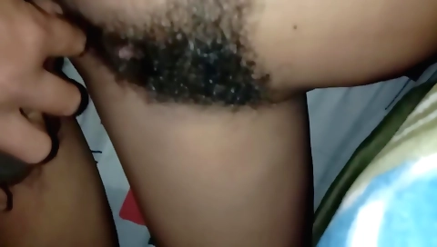 hairy stepbrother shows her hairy pussy in the amateur video