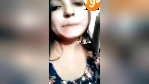 Sexy brunette with a small boob shows her body on webcam