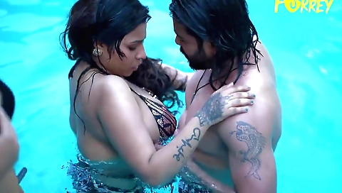 Indian tattooed brunette with a pussy fucked by two dudes