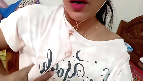 Hot amateur brunette girl with sexy outfit and big tits 1080p