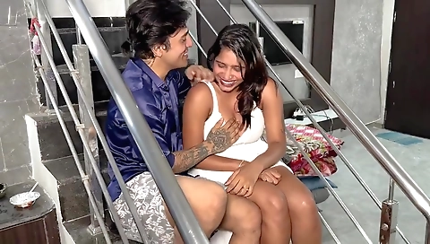 Brunette indian gets a hot blowjob from a hard dick